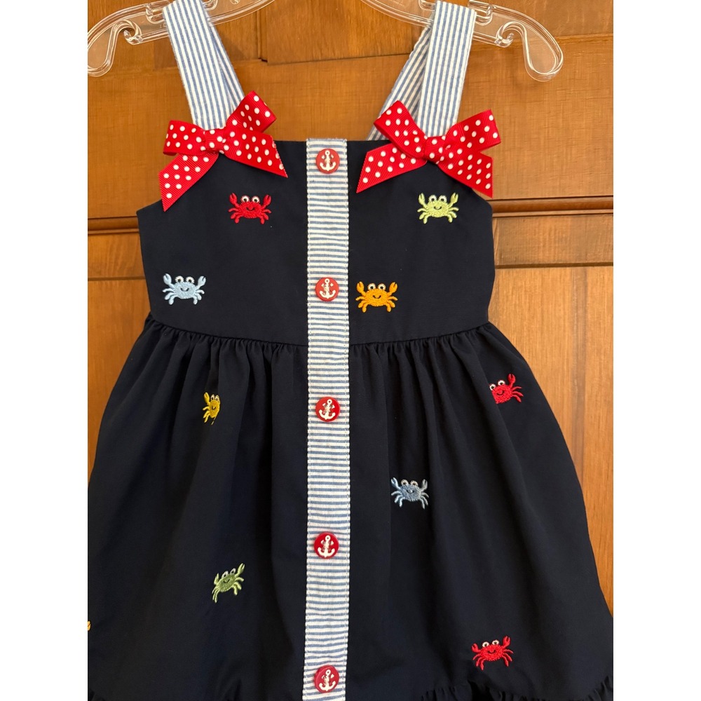 Goodlad Girls Crab Sundress Size 2T Toddler‎ Girls Navy Embroidered Sleeveless